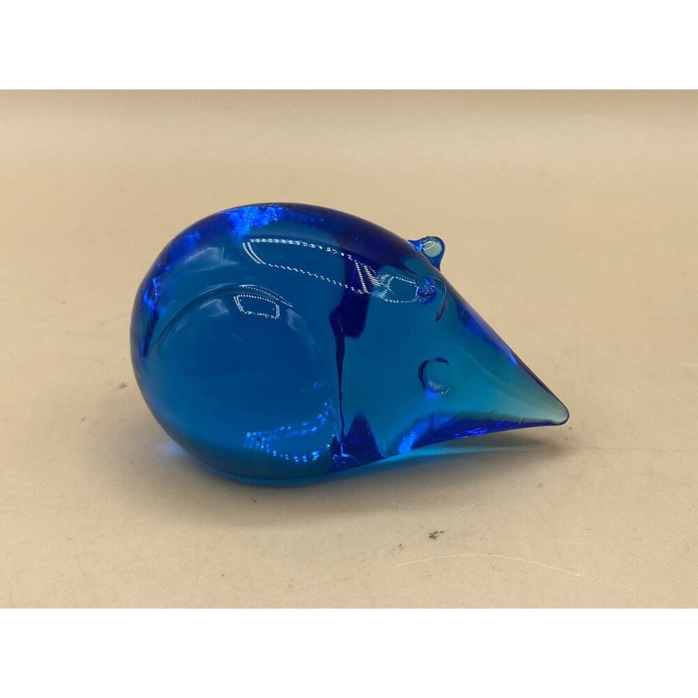 Blue Mouse F. M. Konstglas Swedish Blue Glass Mouse 3” READ Mice
